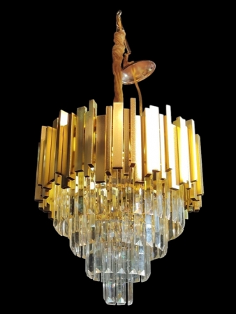Metal Kristal Dik Taşlı Avize 40x45