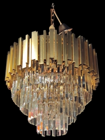 Metal Kristal Dik Taşlı Avize 50x45